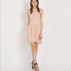 Frasera Pleated Crepe Peach Mini Dress
